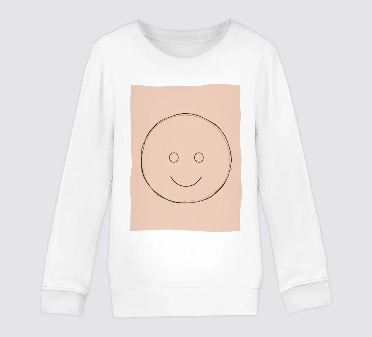 Illustrazione di una semplice faccina sorridente su sfondo color pesca felpa bambino da DesignDoodle