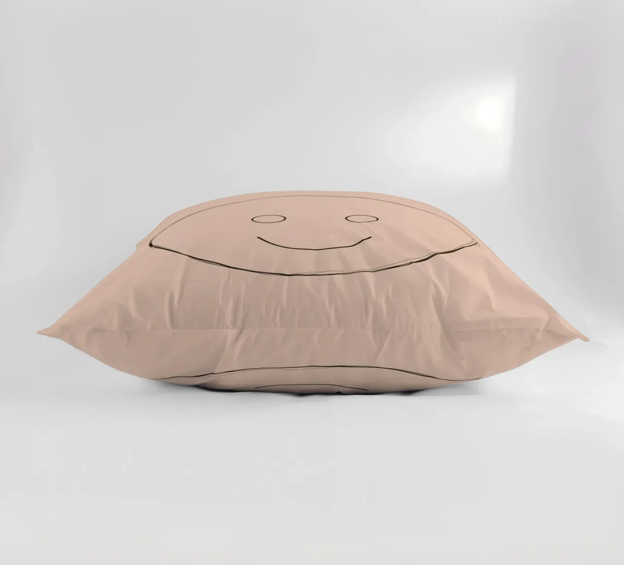 Illustrazione di una semplice faccina sorridente su sfondo color pesca cuscino da DesignDoodle