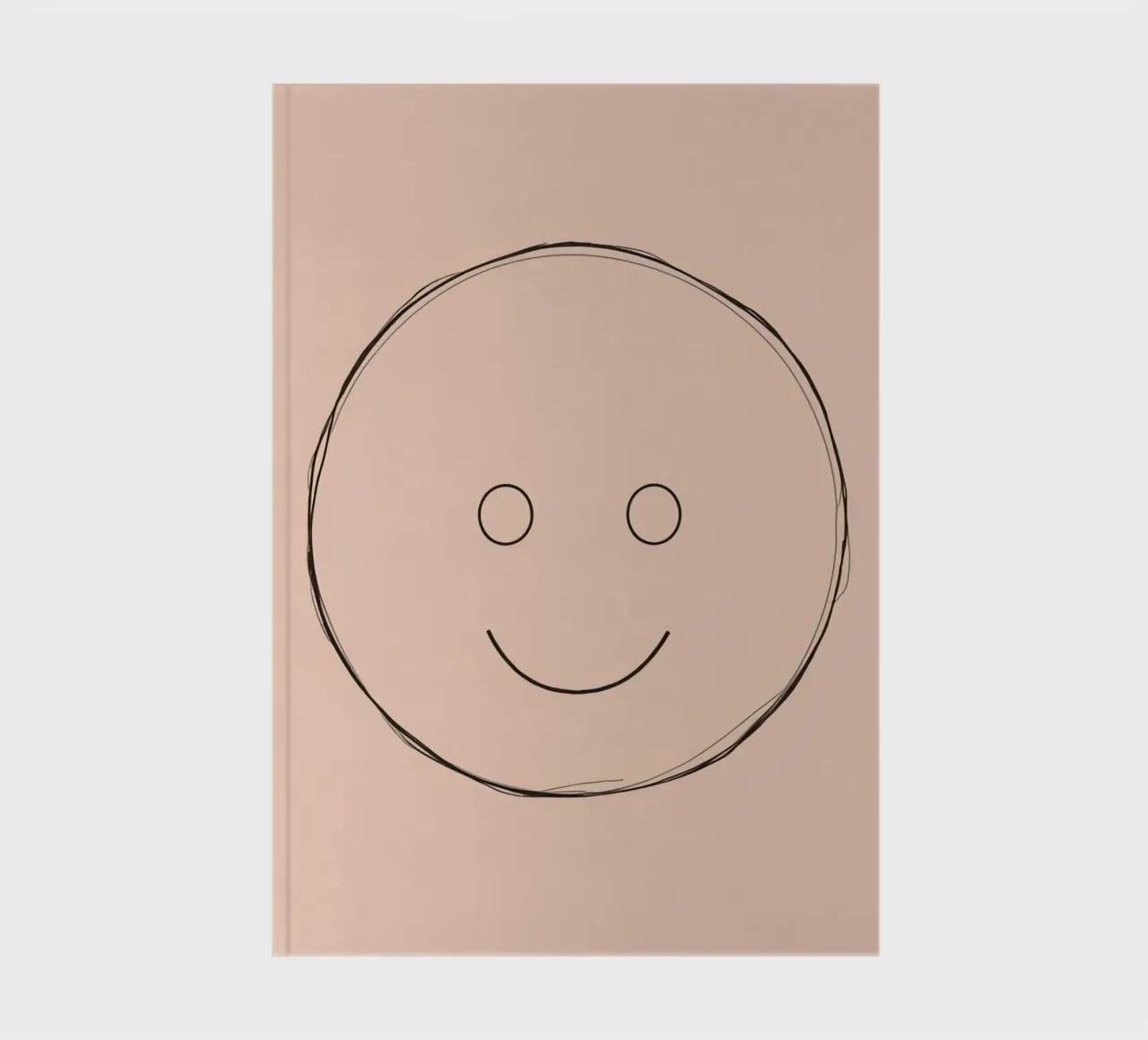 Simple smiley face illustration on a plain peach background notebook by DesignDoodle