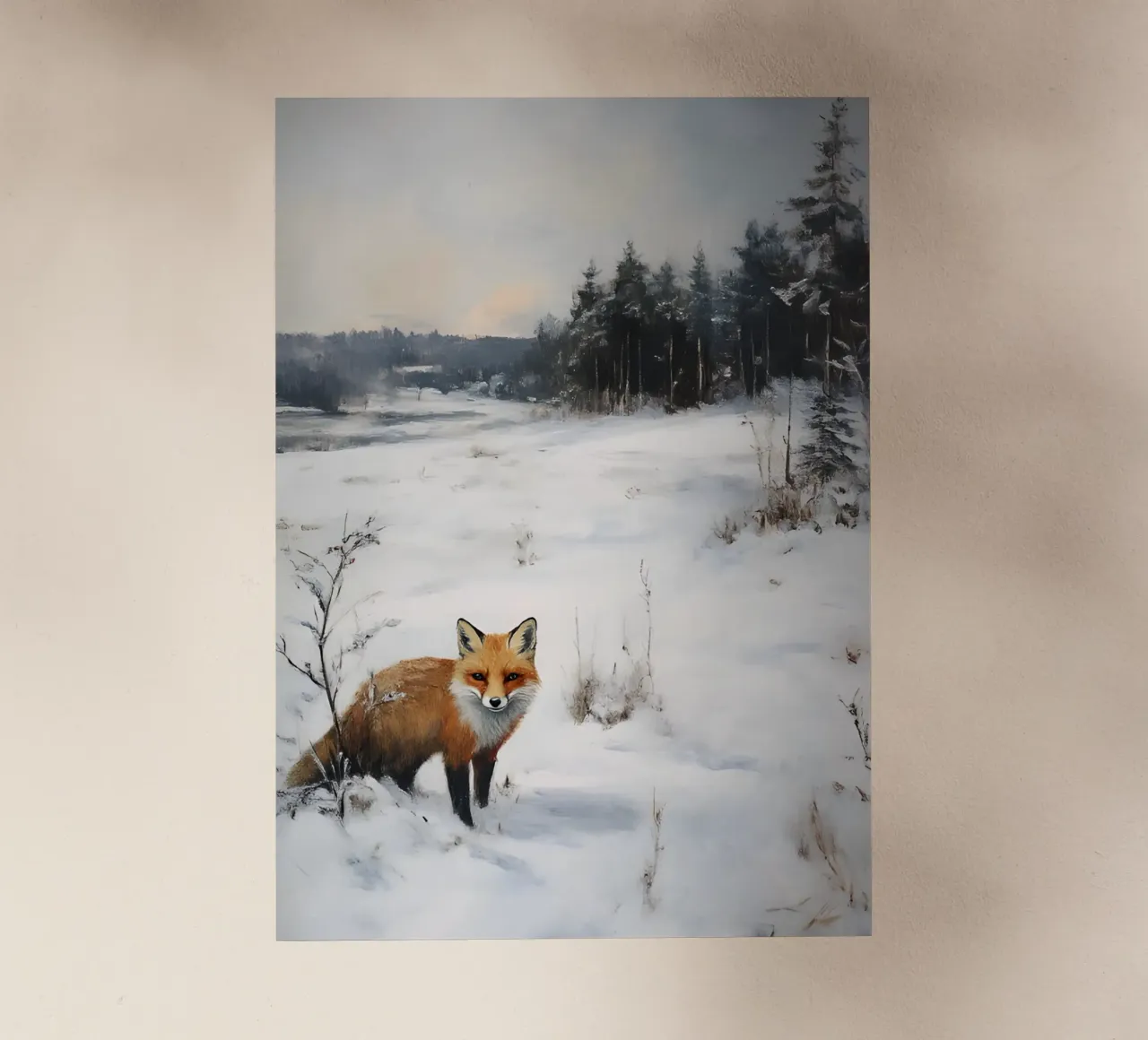 Volpe rossa in un campo innevato - Paesaggio invernale della fauna selvatica pellicola backlit da ClubArt