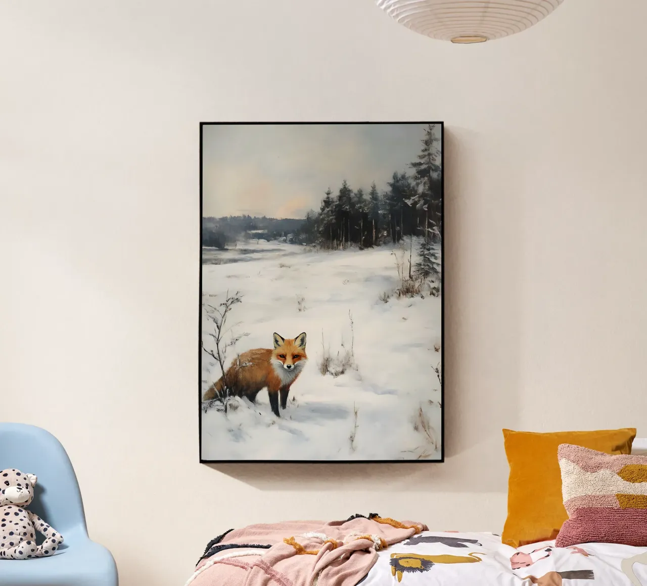 Volpe rossa in un campo innevato - Paesaggio invernale della fauna selvatica plexiglass da ClubArt