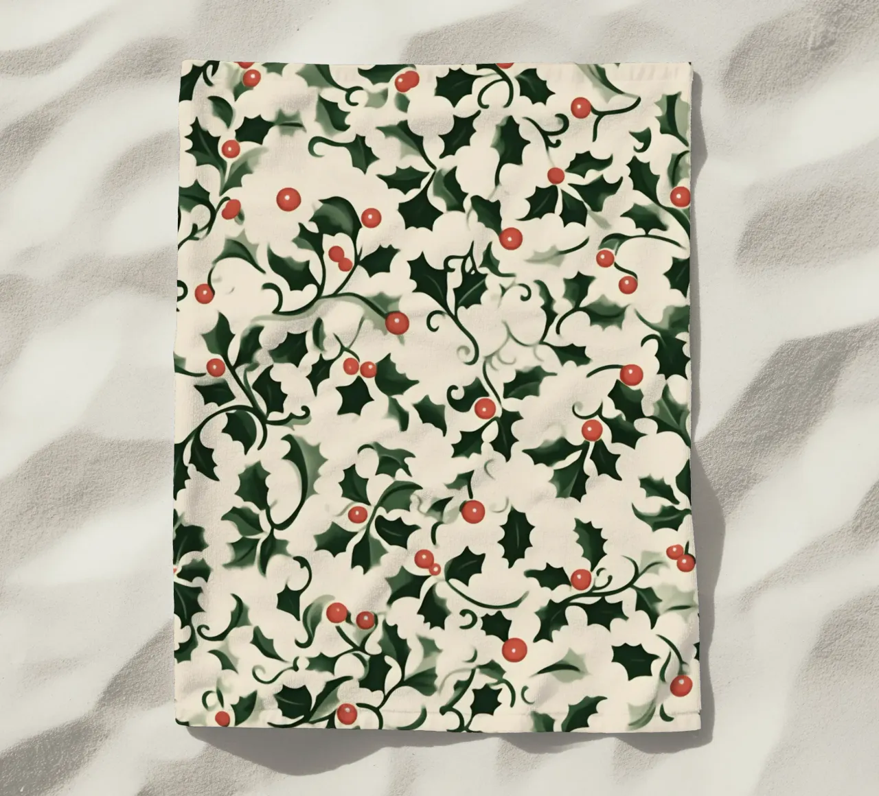 Motif de houx festif - Art botanique classique de Noël serviette de plage de ClubArt