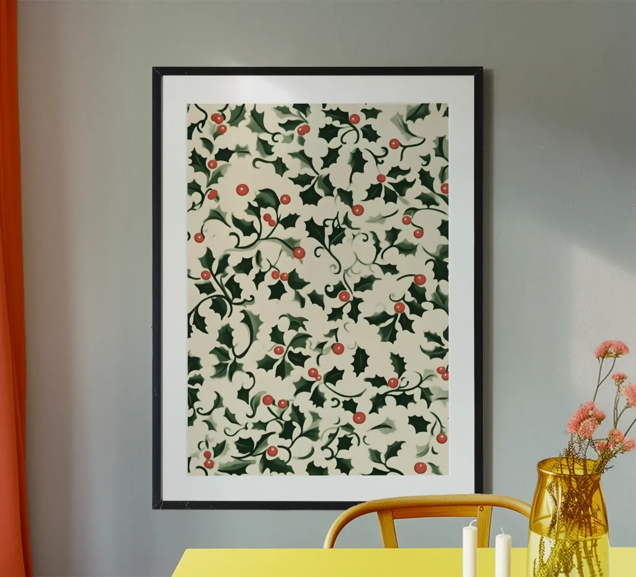 Feestelijk Hulstpatroon - Klassieke Botanische Kerstkunst hahnemühle van ClubArt