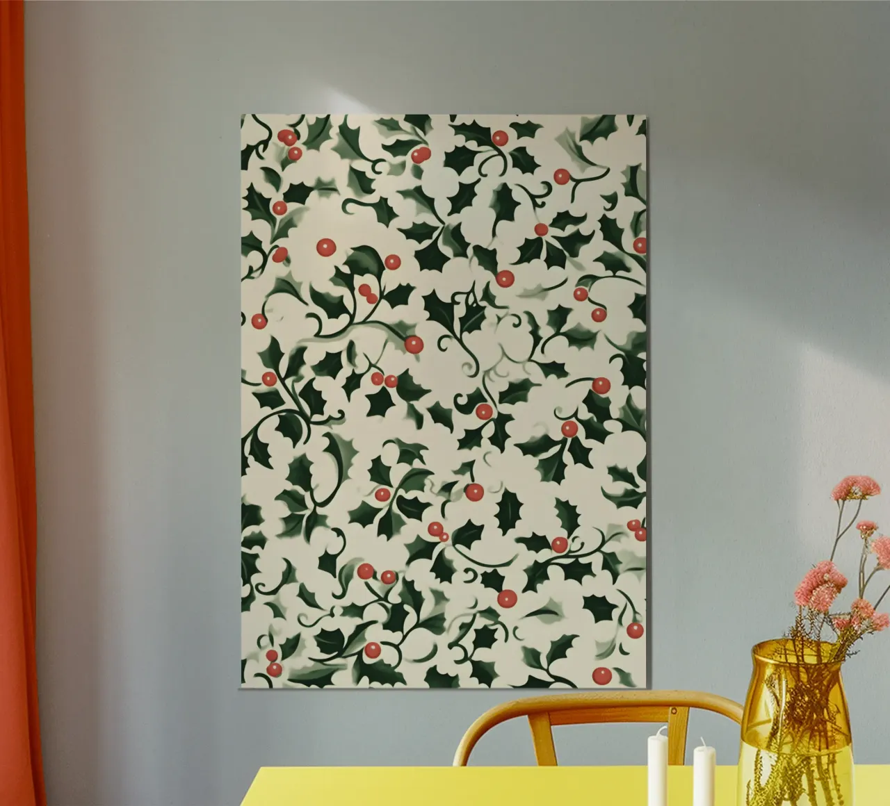 Feestelijk Hulstpatroon - Klassieke Botanische Kerstkunst hahnemühle van ClubArt