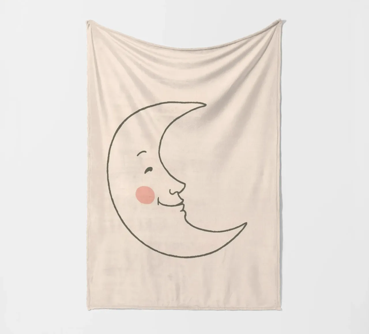 Illustration d'une lune joyeuse avec un visage souriant sur une lumière d'art plaid polaire de DesignDoodle