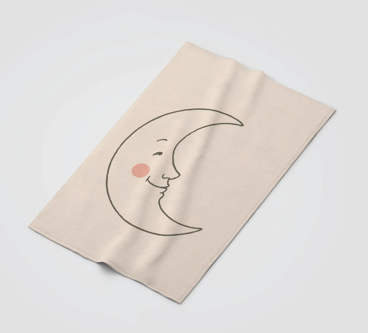 Illustration d'une lune joyeuse avec un visage souriant sur une lumière d'art plaid polaire de DesignDoodle