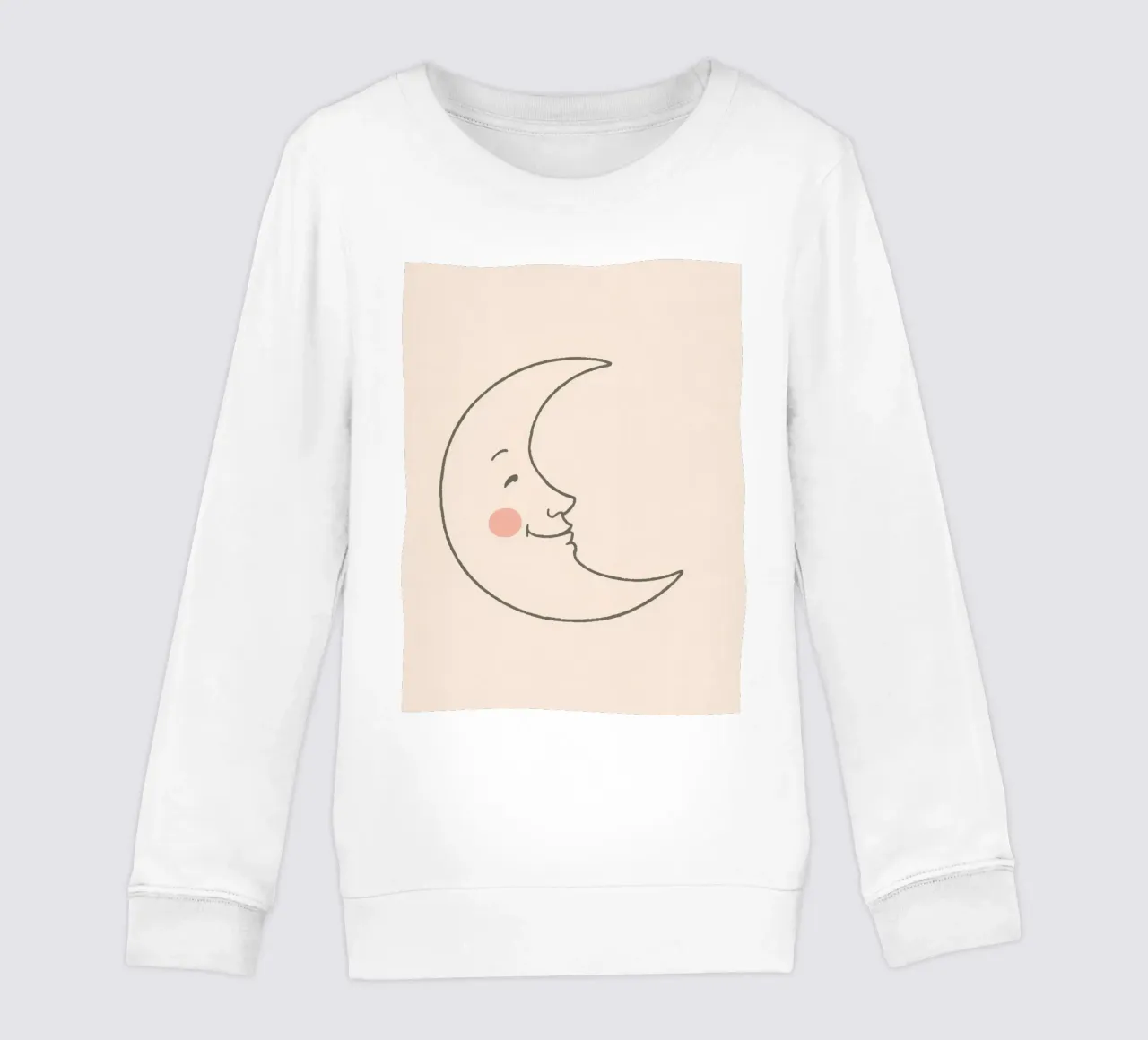 Illustration d'une lune joyeuse avec un visage souriant sur une lumière d'art sweat enfant de DesignDoodle