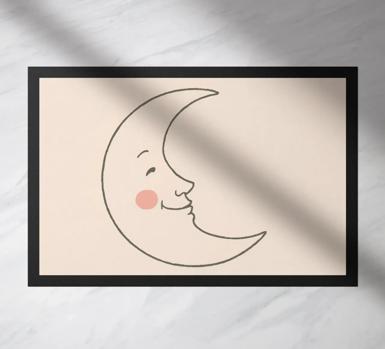 Illustration d'une lune joyeuse avec un visage souriant sur une lumière d'art paillasson de DesignDoodle