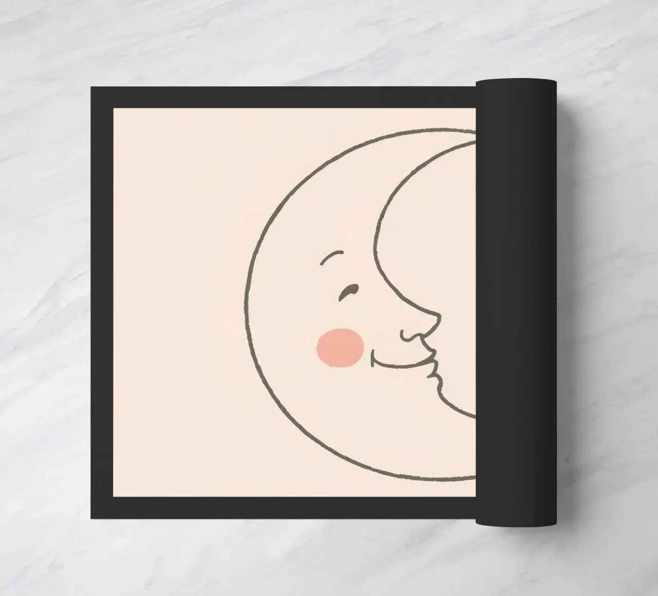 Illustration d'une lune joyeuse avec un visage souriant sur une lumière d'art paillasson de DesignDoodle