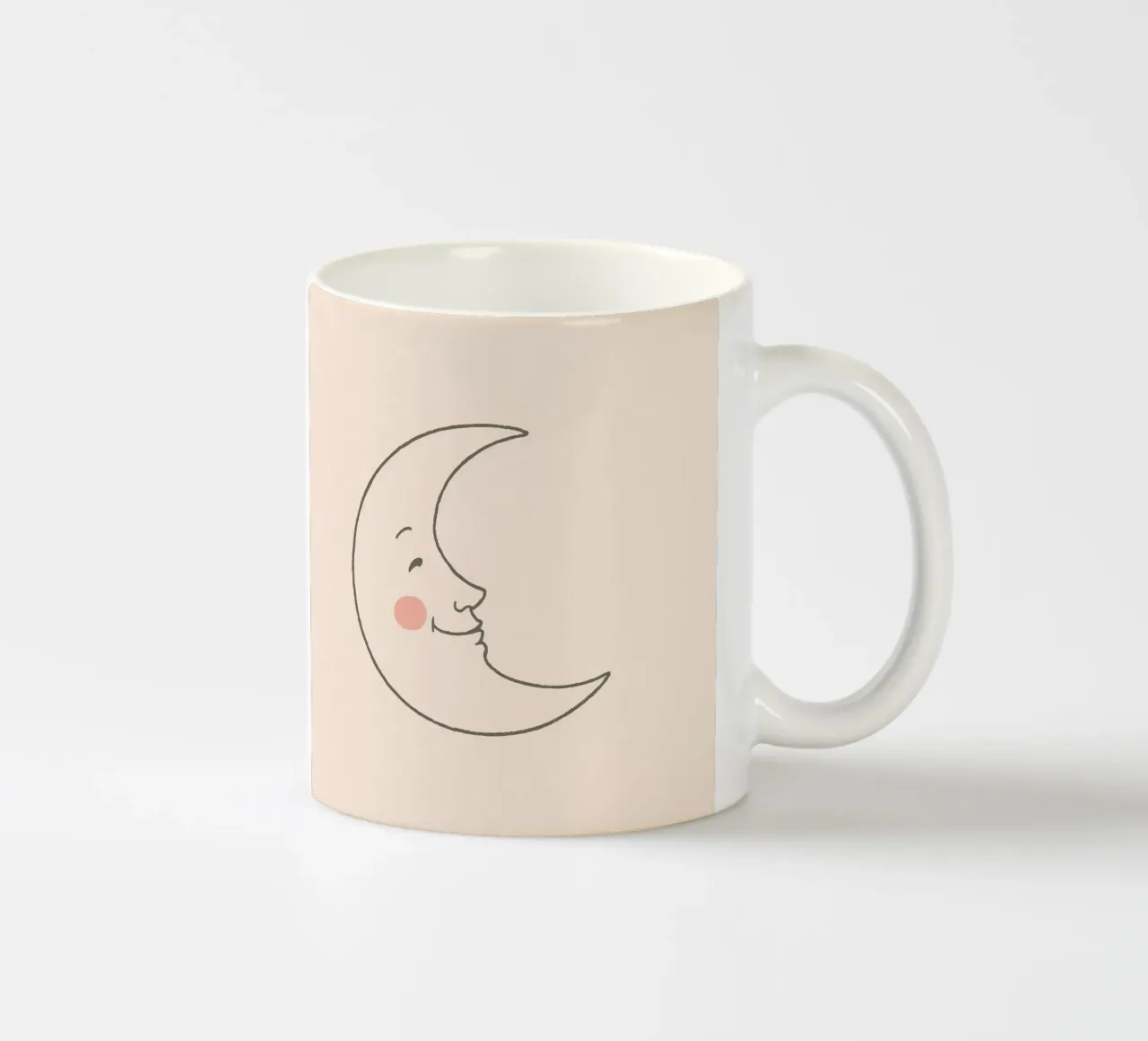 Illustration d'une lune joyeuse avec un visage souriant sur une lumière d'art mug en céramique de DesignDoodle