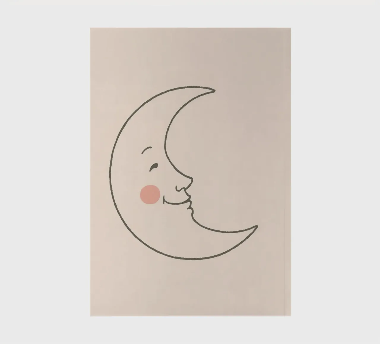 Illustration d'une lune joyeuse avec un visage souriant sur une lumière d'art carnet de notes de DesignDoodle