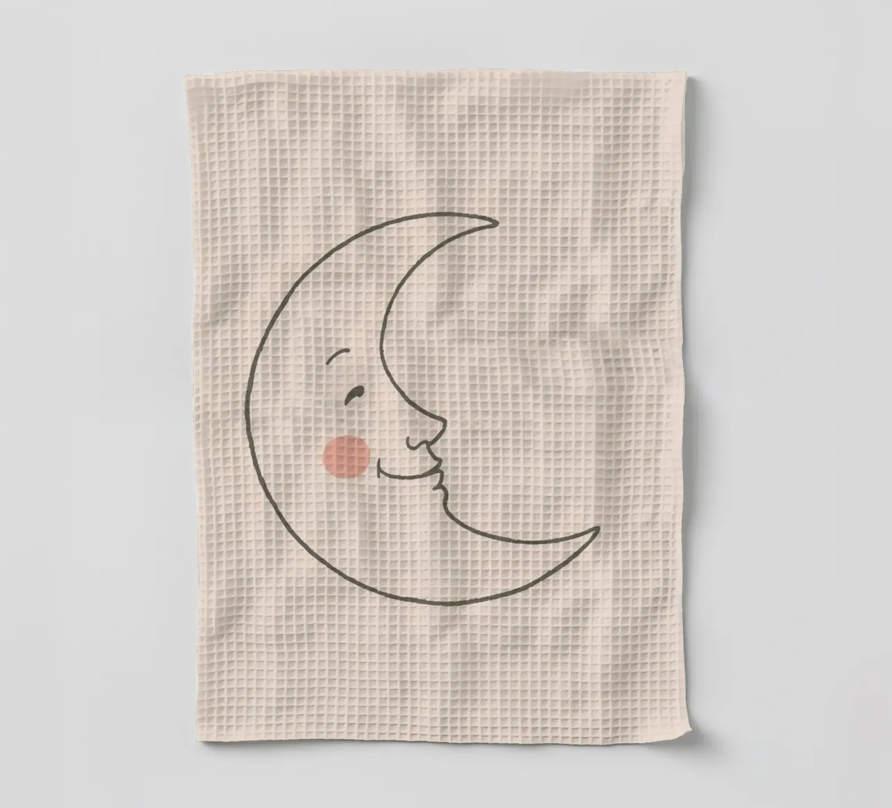 Illustration d'une lune joyeuse avec un visage souriant sur une lumière d'art torchon de DesignDoodle