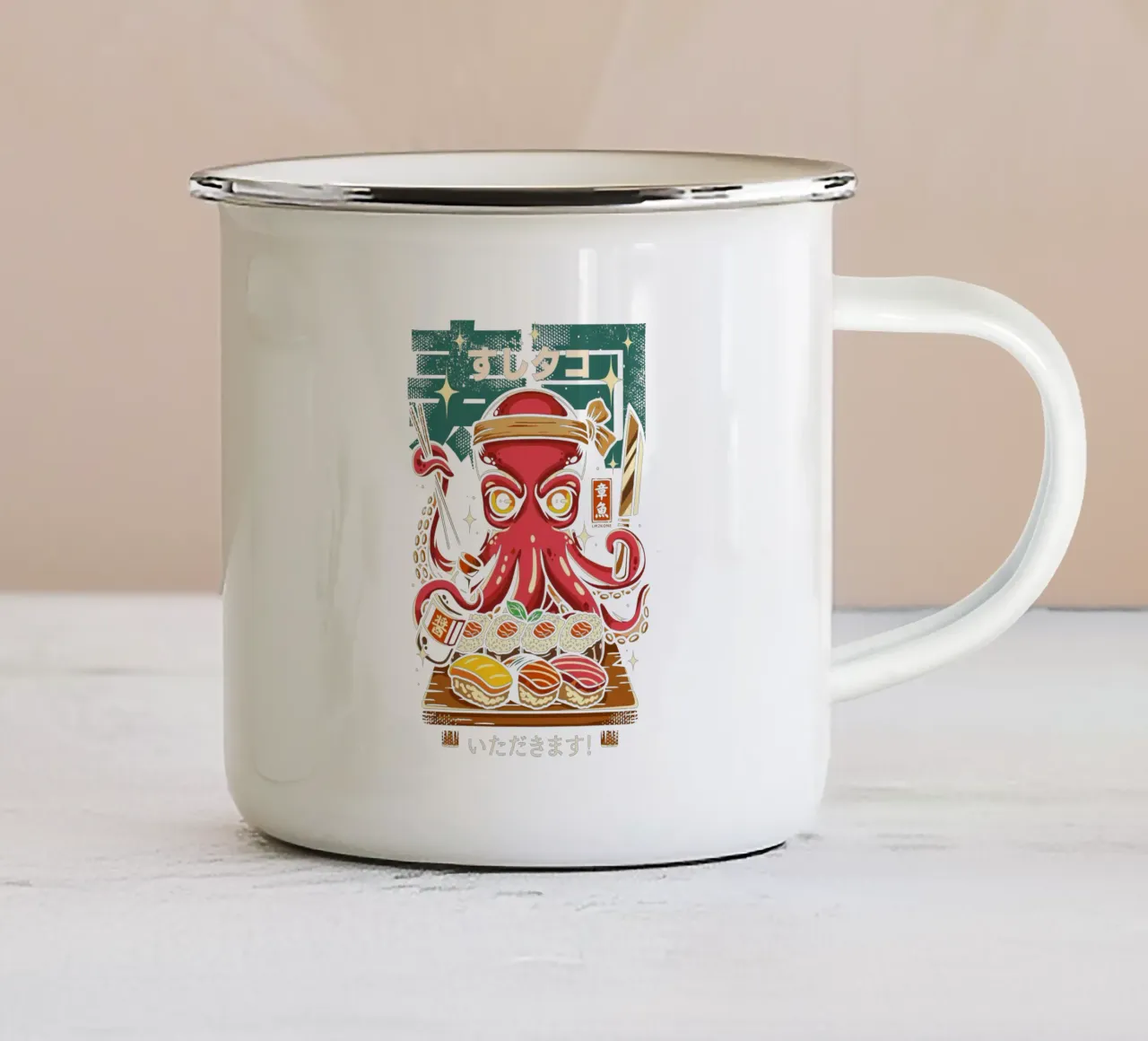 Polpo Sushi Master tazza in smalto da LM2KONE