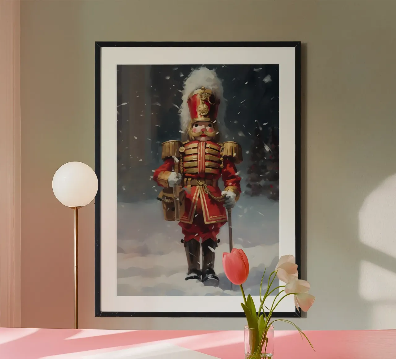 Klassischer Nussknacker-Soldat - Festliche Winterkunst Poster mit Kunststoffrahmen von ClubArt