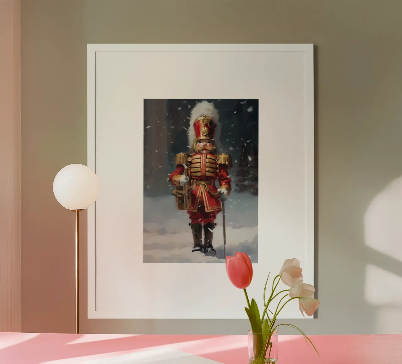 Klassischer Nussknacker-Soldat - Festliche Winterkunst Poster mit Kunststoffrahmen von ClubArt