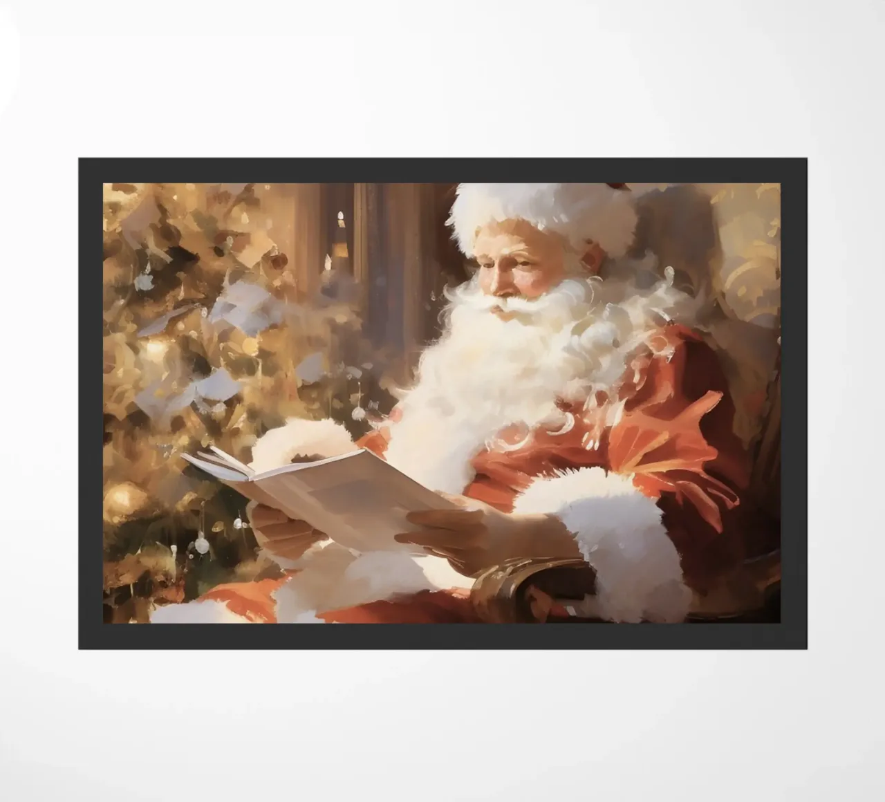 Lecture du Père Noël - Art de l'heure du conte de Noël paillasson de ClubArt