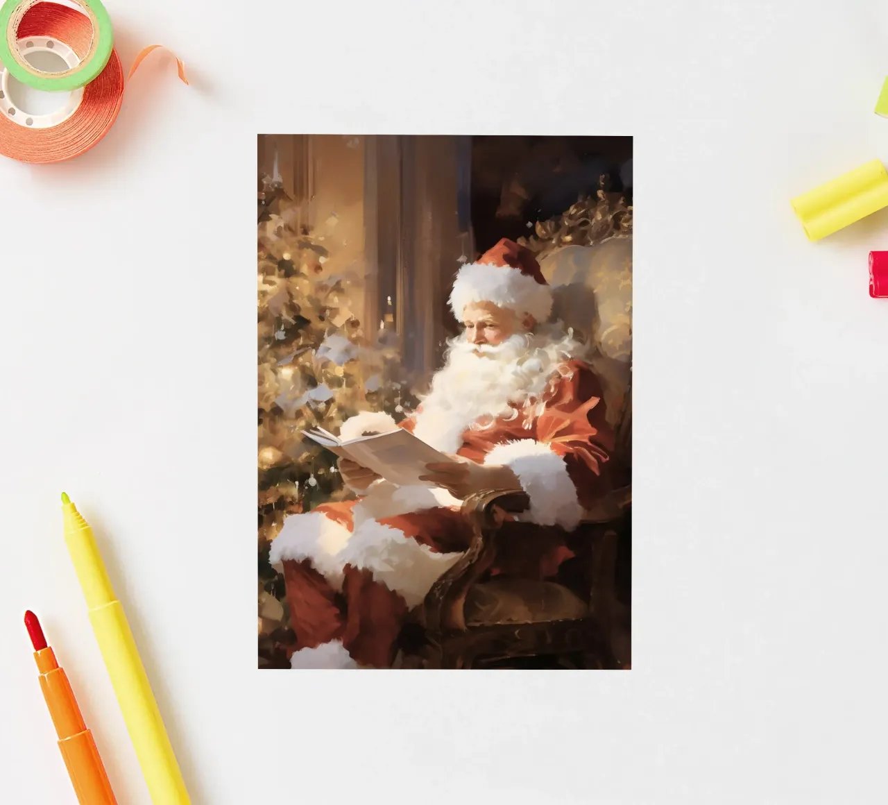Lecture du Père Noël - Art de l'heure du conte de Noël autocollant de ClubArt