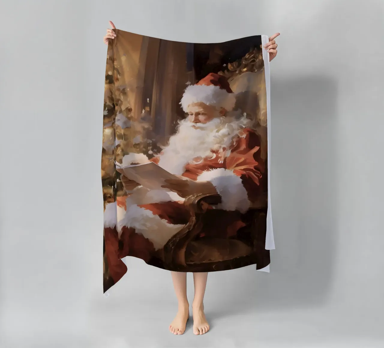Babbo Natale che legge - Accogliente arte del racconto di Natale telo mare da ClubArt