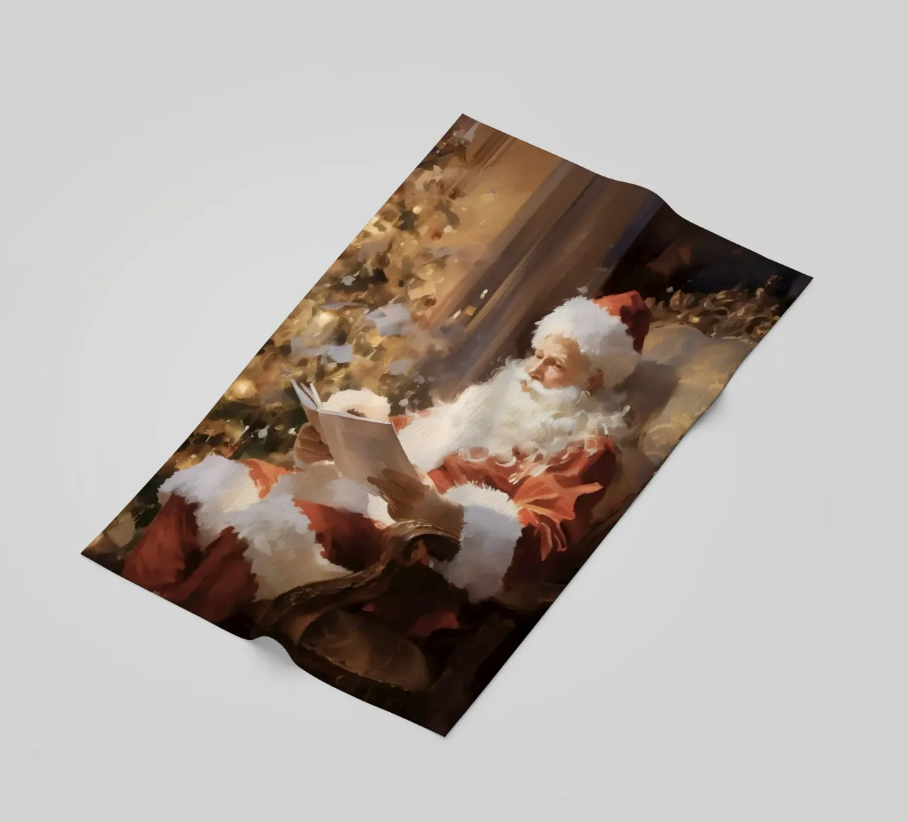 Babbo Natale che legge - Accogliente arte del racconto di Natale telo mare da ClubArt