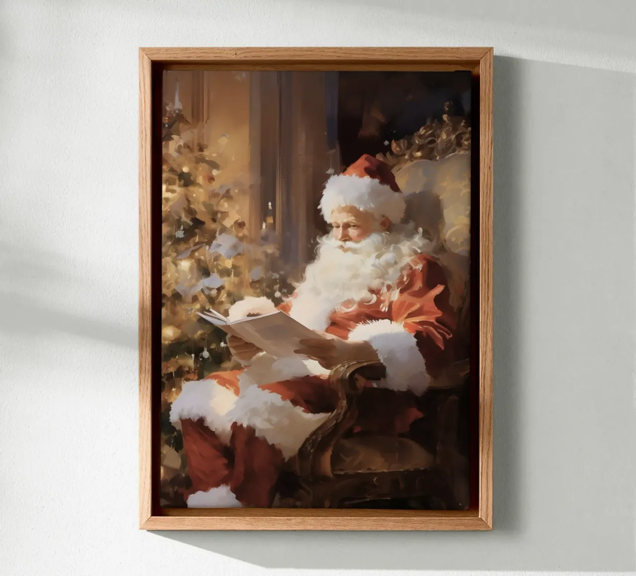De Kerstman Leest - Gezellige Kerst Verhaaltjes Kunst canvas met Baklijst van ClubArt