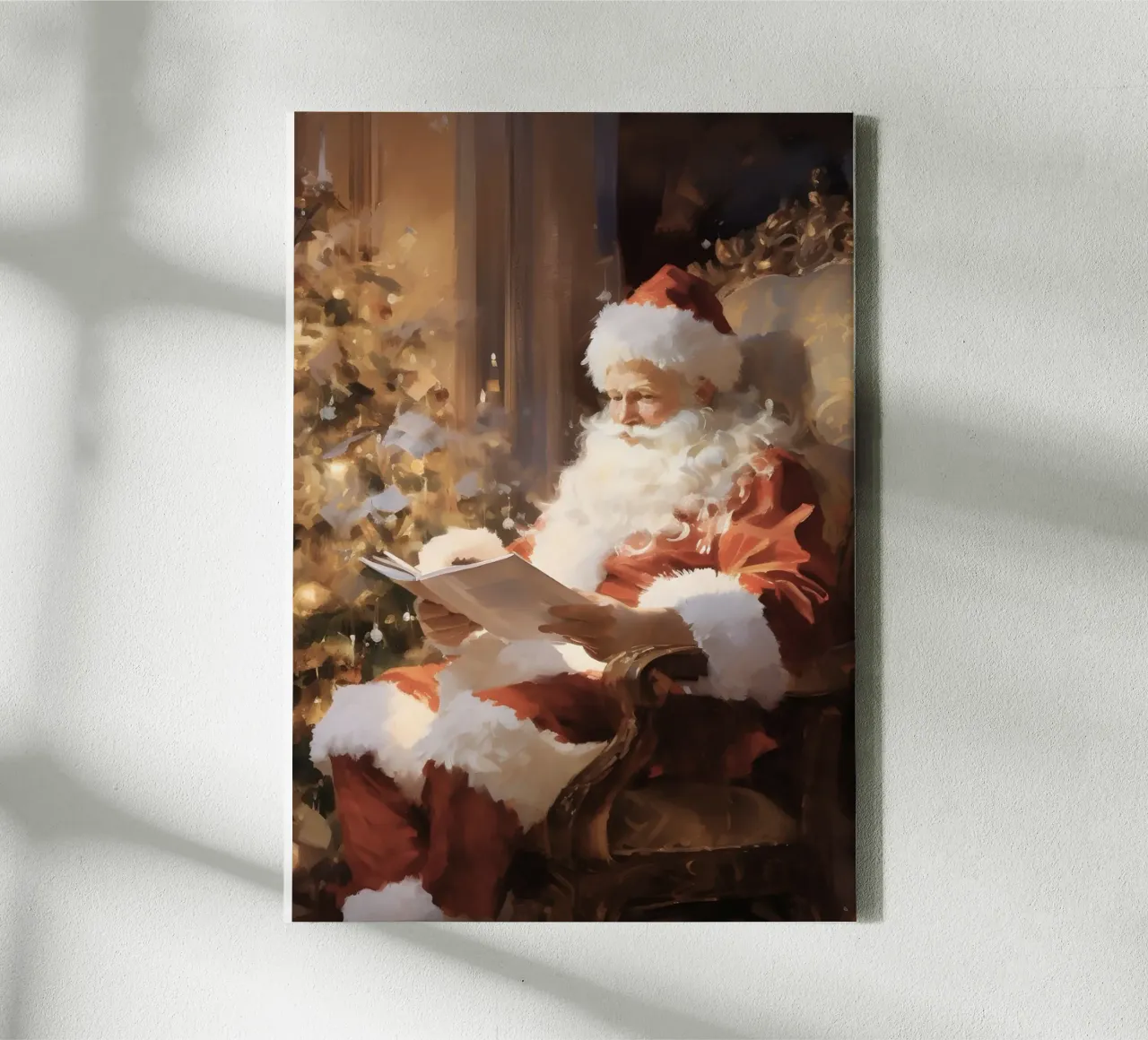 De Kerstman Leest - Gezellige Kerst Verhaaltjes Kunst canvas met Baklijst van ClubArt