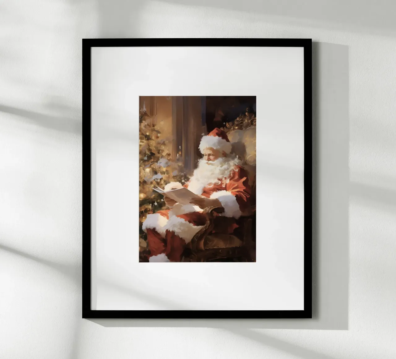 Lecture du Père Noël - Art de l'heure du conte de Noël hahnemühle de ClubArt