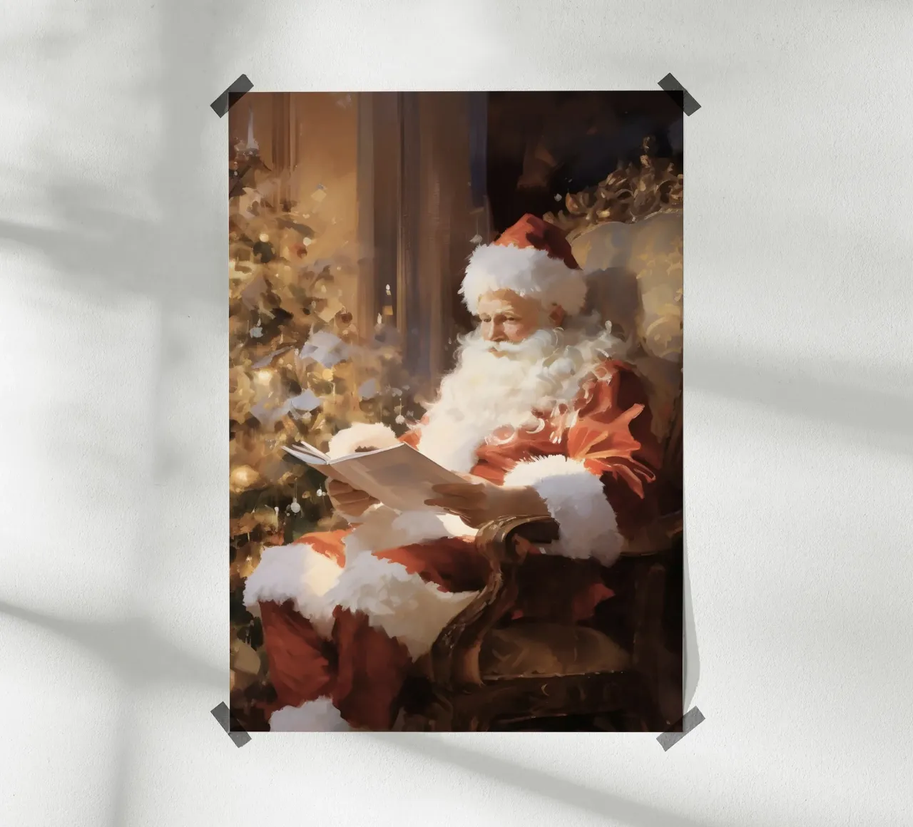 Lecture du Père Noël - Art de l'heure du conte de Noël hahnemühle de ClubArt