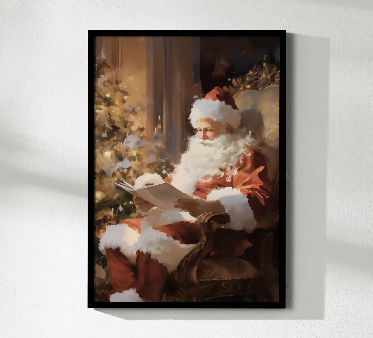Lecture du Père Noël - Art de l'heure du conte de Noël hahnemühle de ClubArt