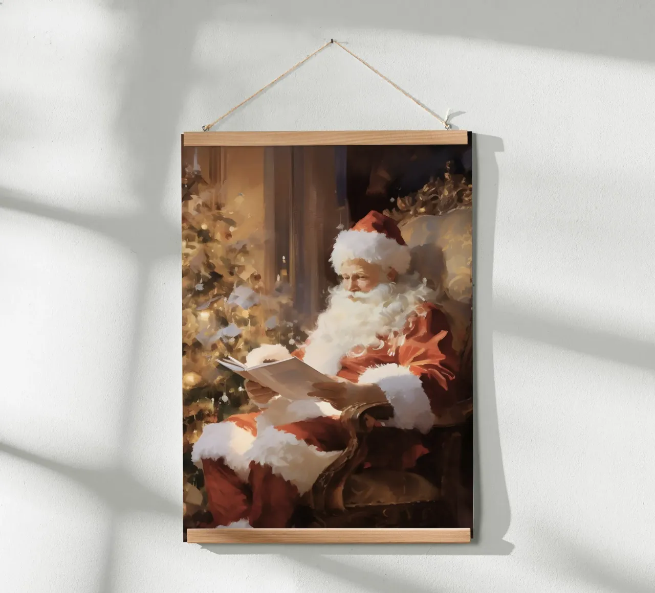 Lecture du Père Noël - Art de l'heure du conte de Noël hahnemühle de ClubArt