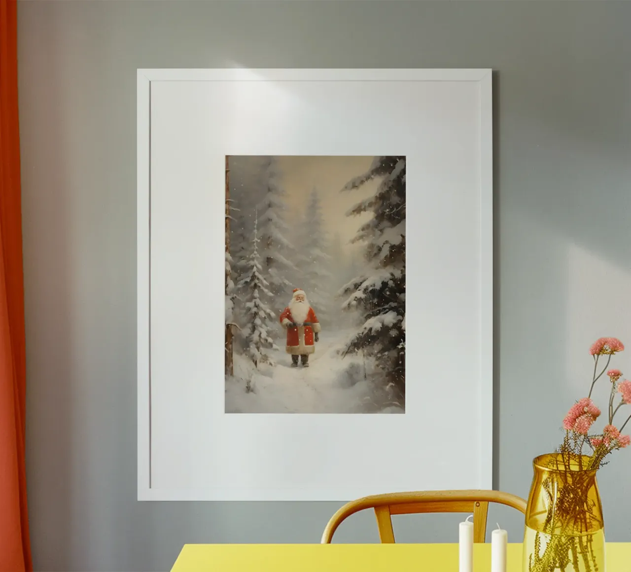 Babbo Natale nella foresta innevata - Magica passeggiata d'inverno poster da ClubArt