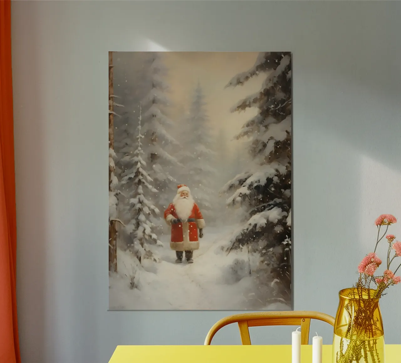 Babbo Natale nella foresta innevata - Magica passeggiata d'inverno poster da ClubArt