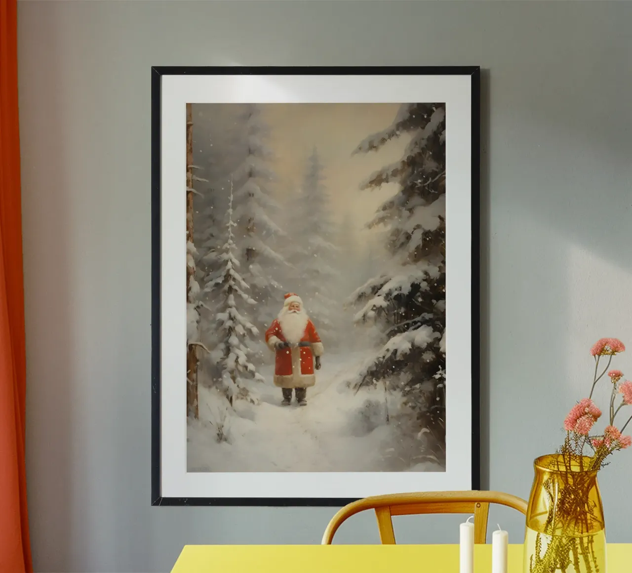 Babbo Natale nella foresta innevata - Magica passeggiata d'inverno poster da ClubArt