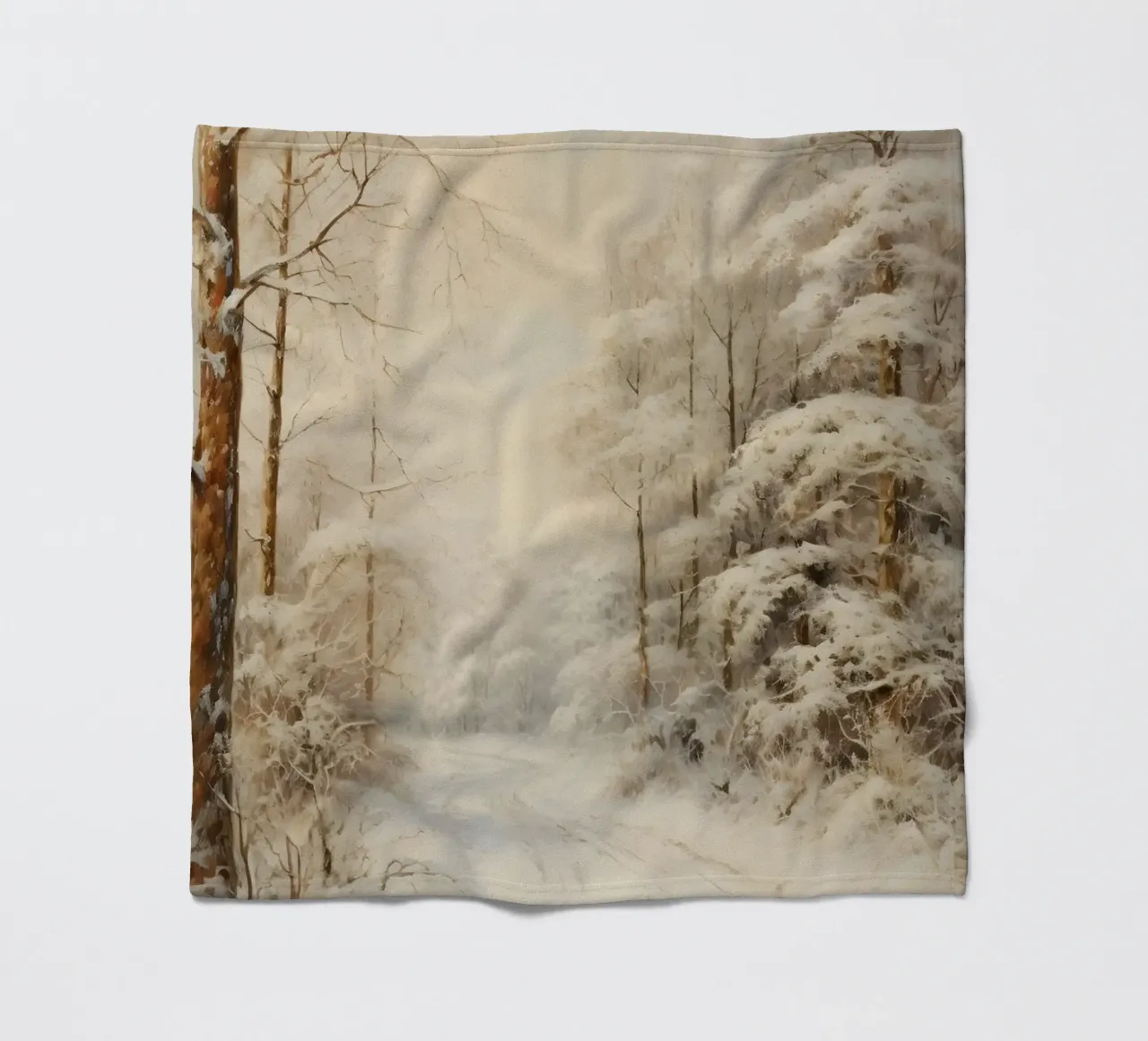 Winding Snowy Path - Enchanting Winter Forest Art fleece blanket by ClubArt