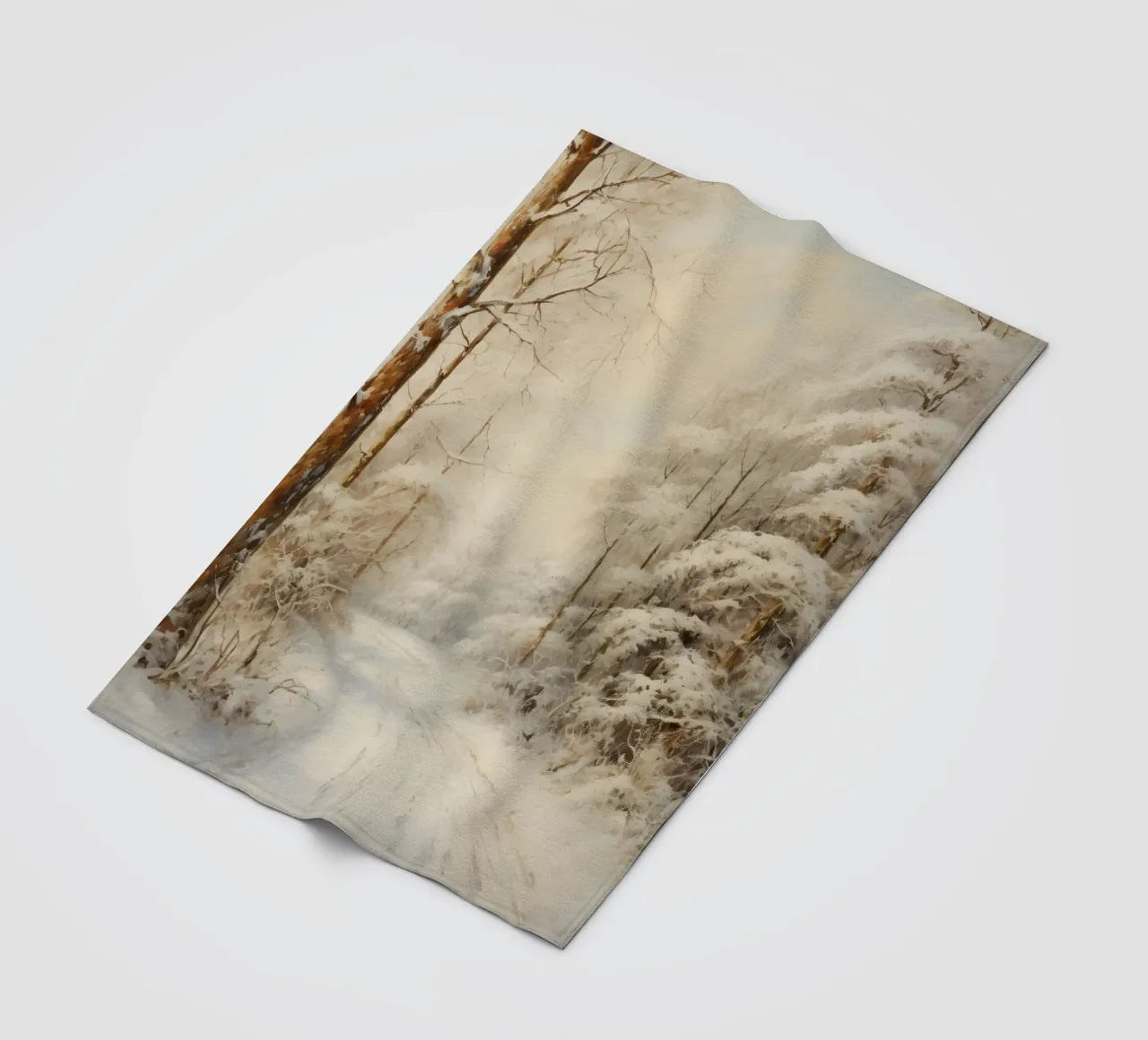Winding Snowy Path - Enchanting Winter Forest Art fleece blanket by ClubArt