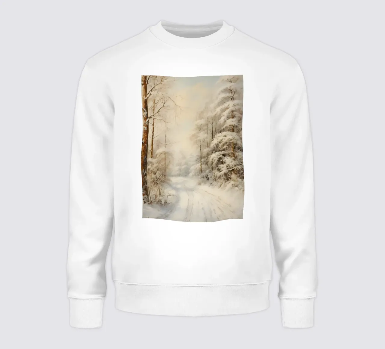 Winding Snowy Path - Enchanting Winter Forest Art sweatshirt by ClubArt