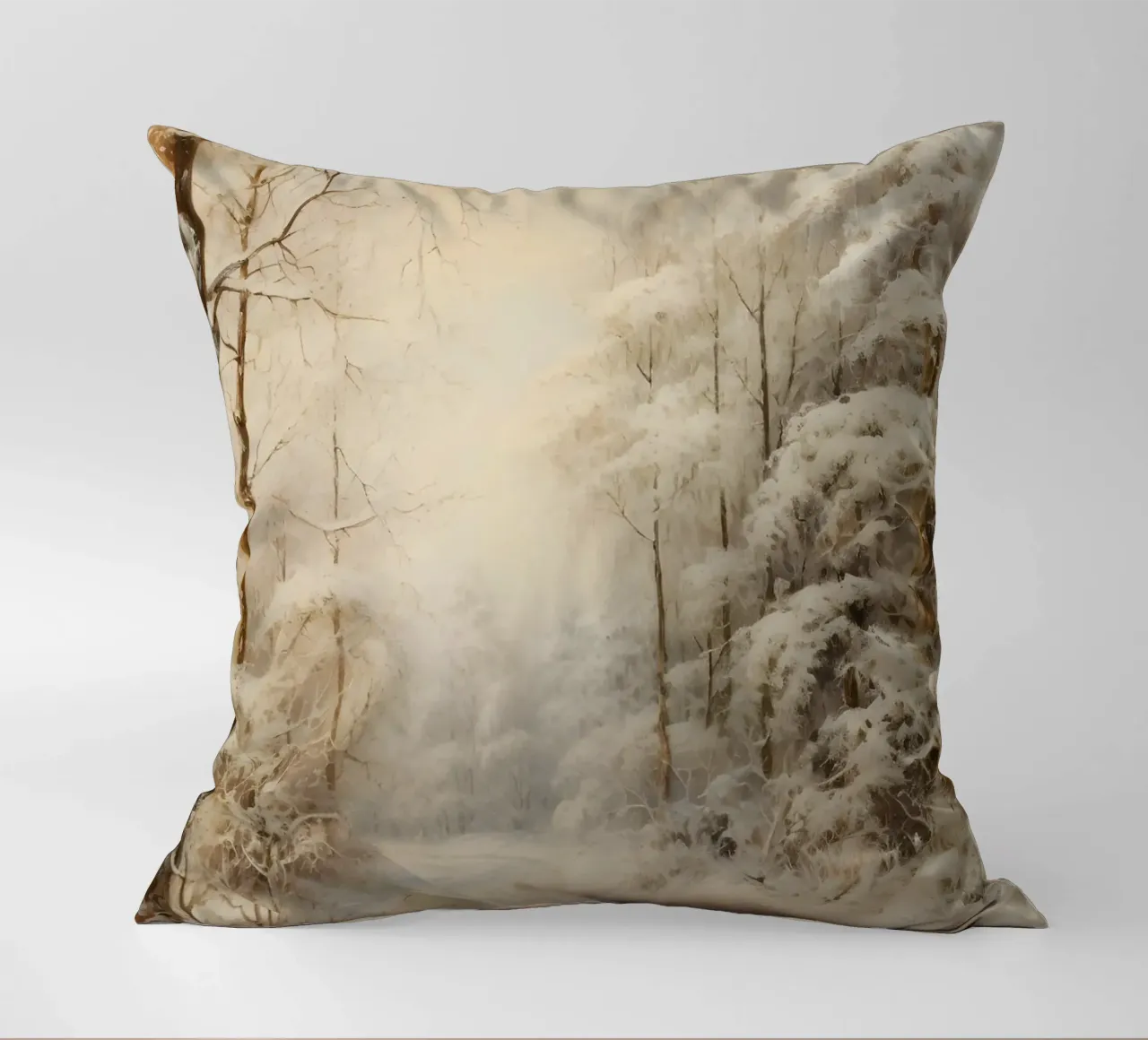 Winding Snowy Path - Enchanting Winter Forest Art decorative cushion by ClubArt