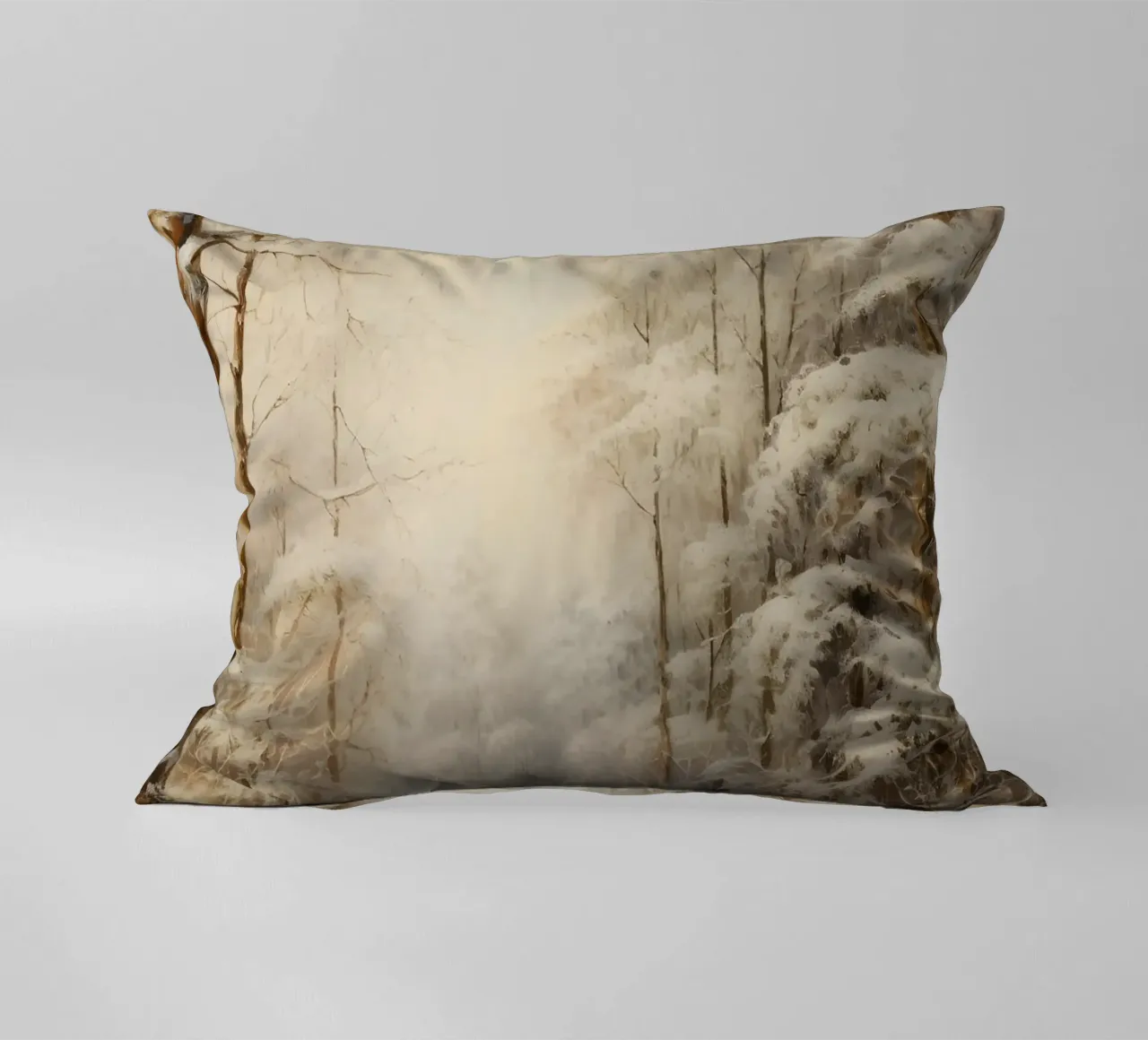 Winding Snowy Path - Enchanting Winter Forest Art decorative cushion by ClubArt