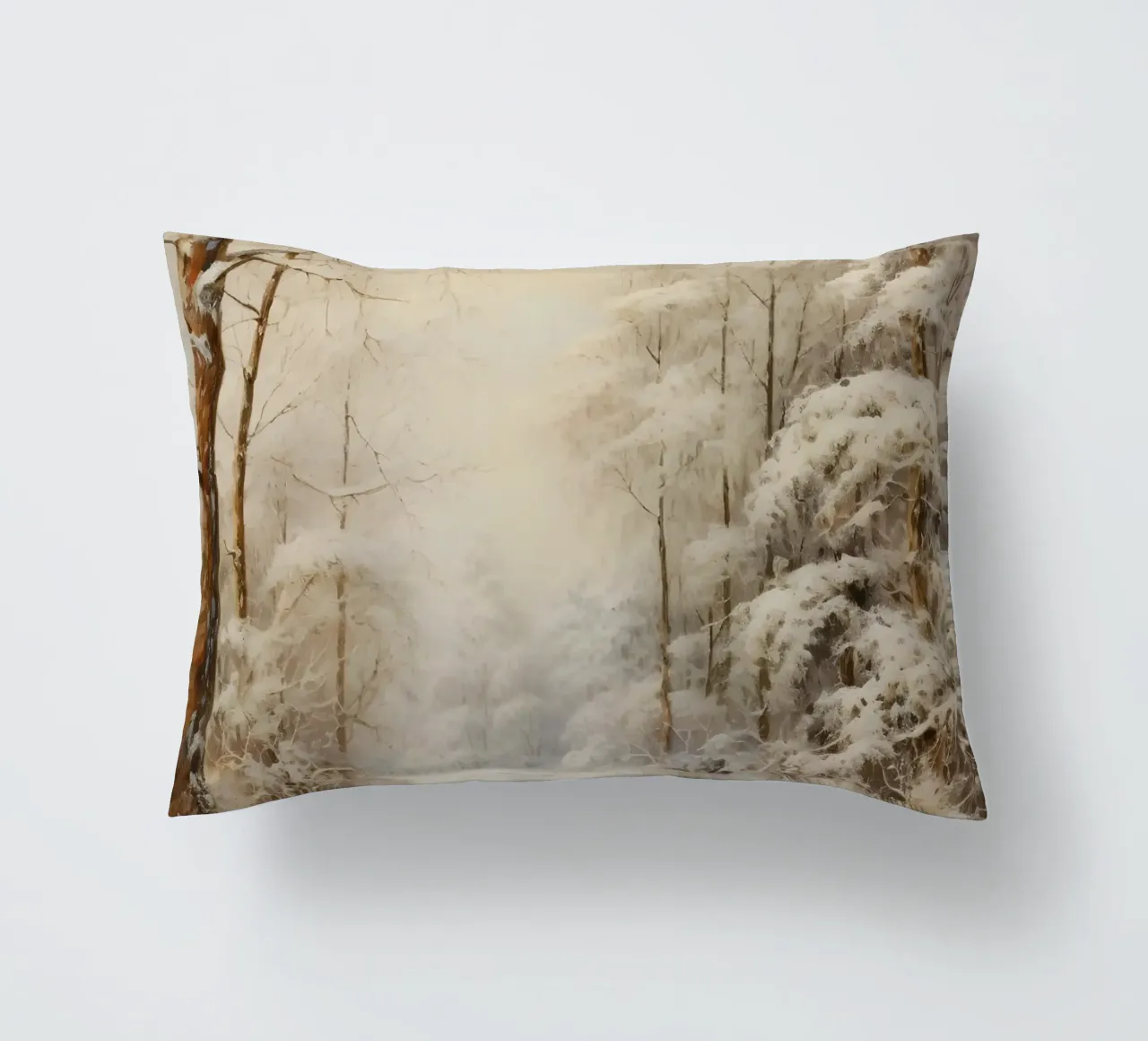 Winding Snowy Path - Enchanting Winter Forest Art decorative cushion by ClubArt