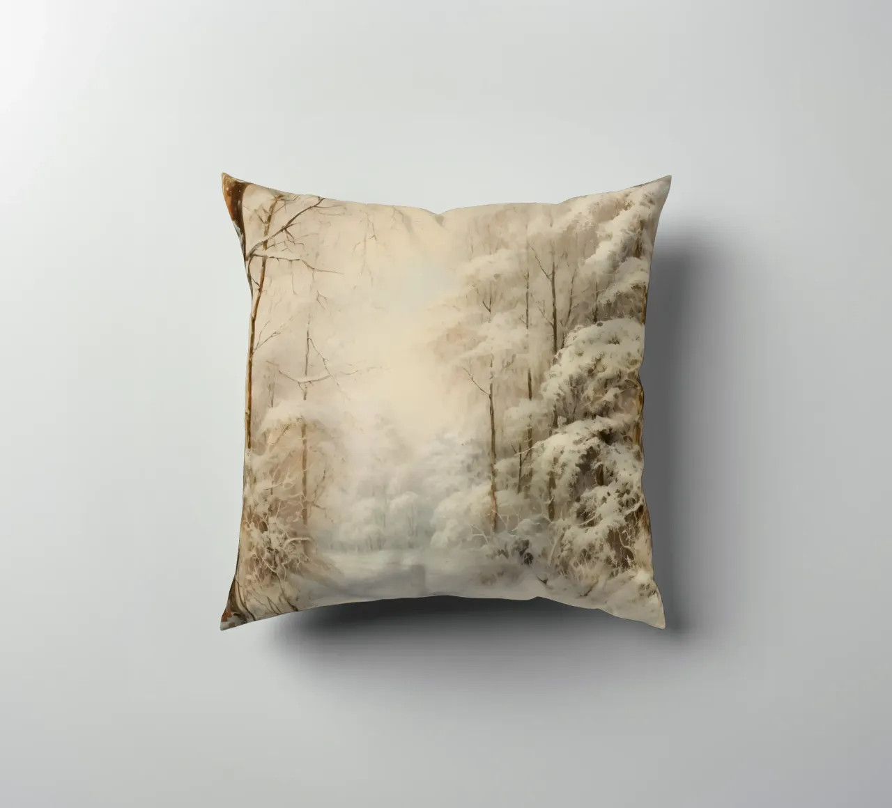 Winding Snowy Path - Enchanting Winter Forest Art decorative cushion by ClubArt
