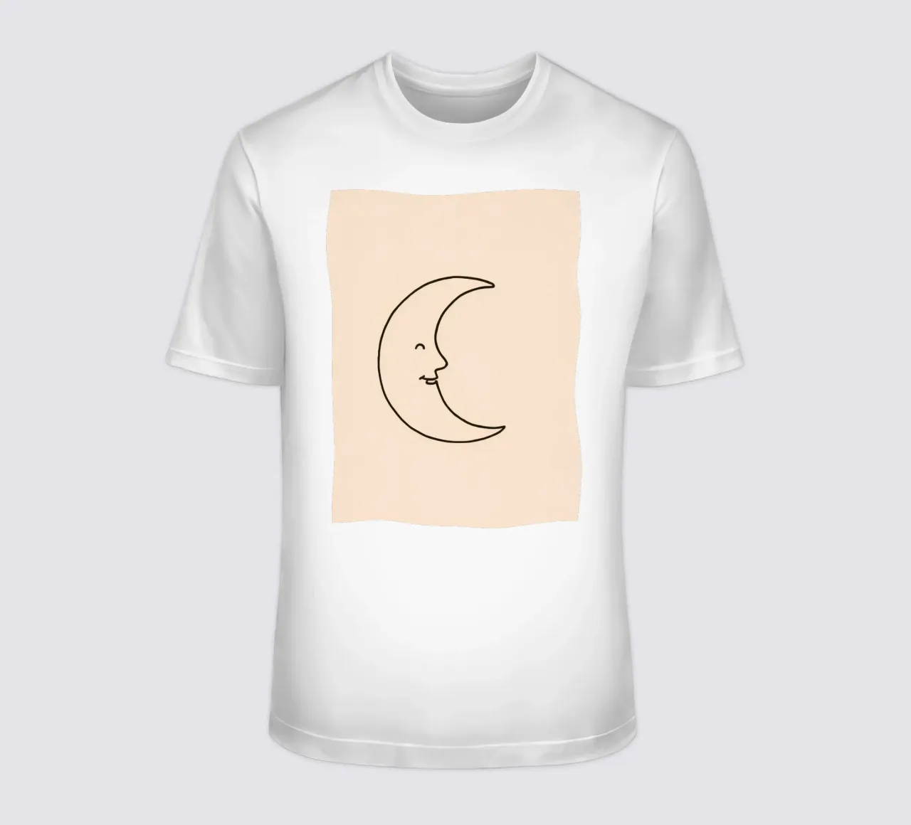 Crescent moon with a smiling face on a soft background t-shirt by DesignDoodle