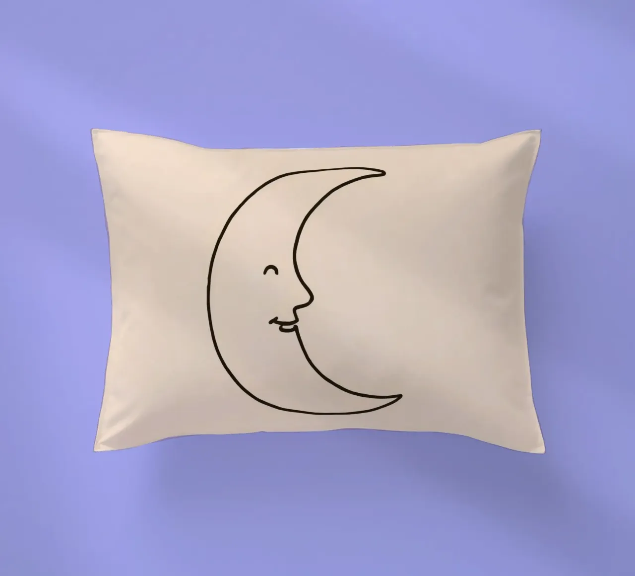 Crescent moon with a smiling face on a soft background decorative cushion by DesignDoodle