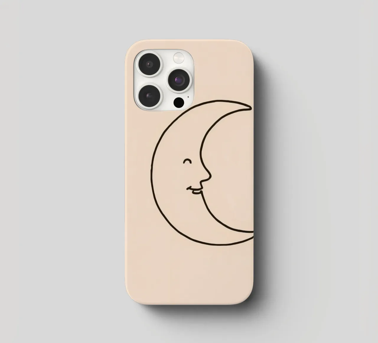 Crescent moon with a smiling face on a soft background iphone case by DesignDoodle