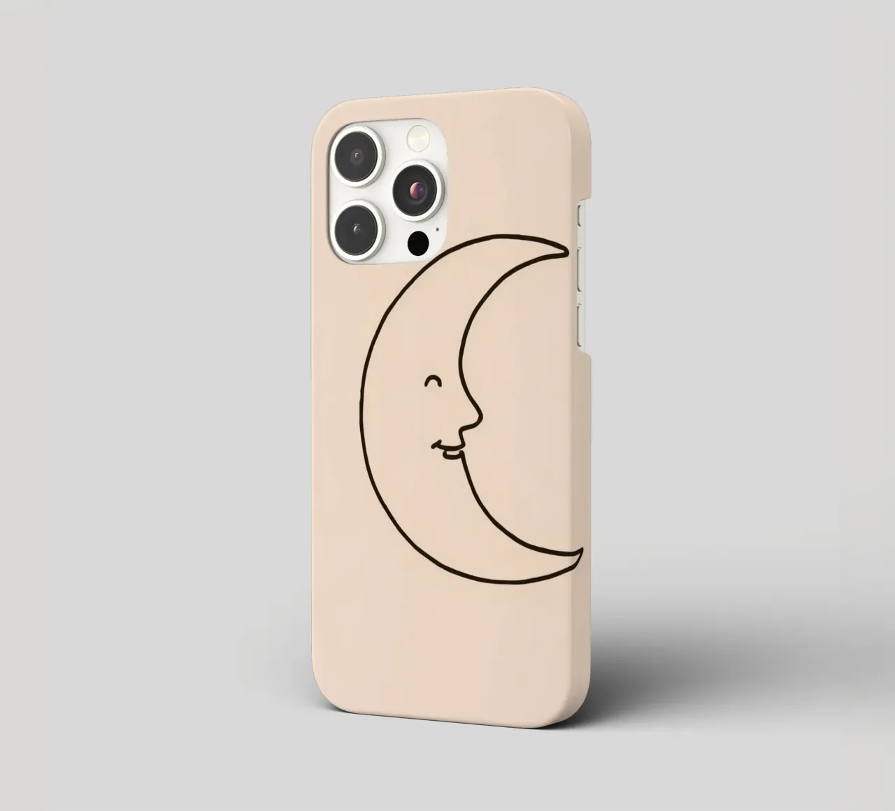Crescent moon with a smiling face on a soft background iphone case by DesignDoodle