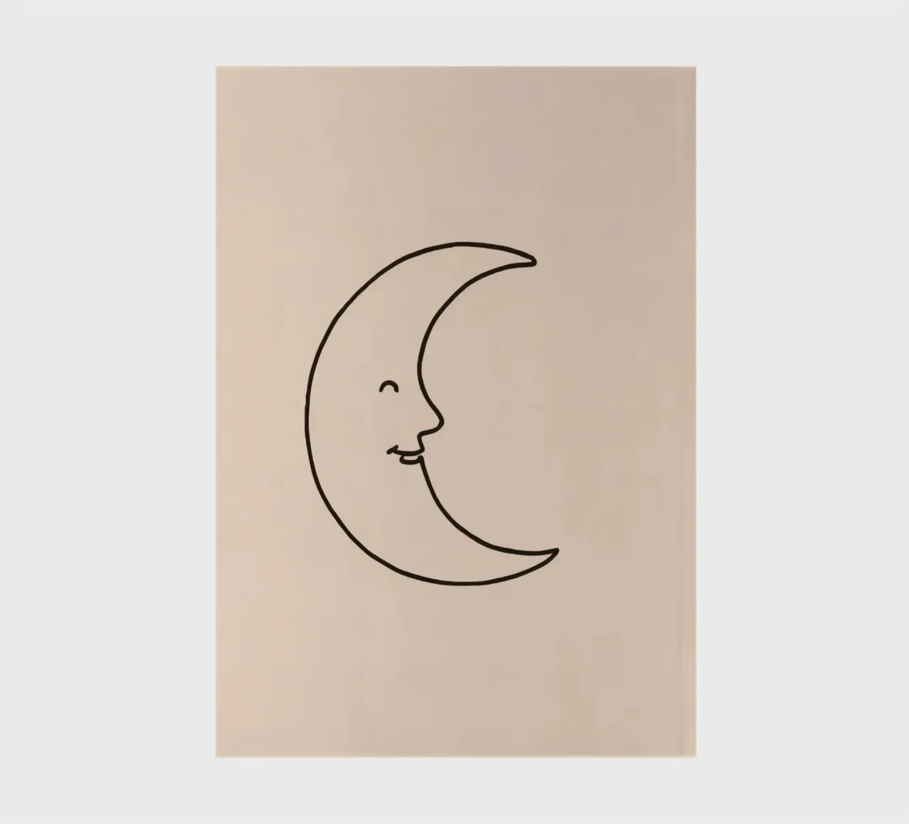 Crescent moon with a smiling face on a soft background notebook by DesignDoodle
