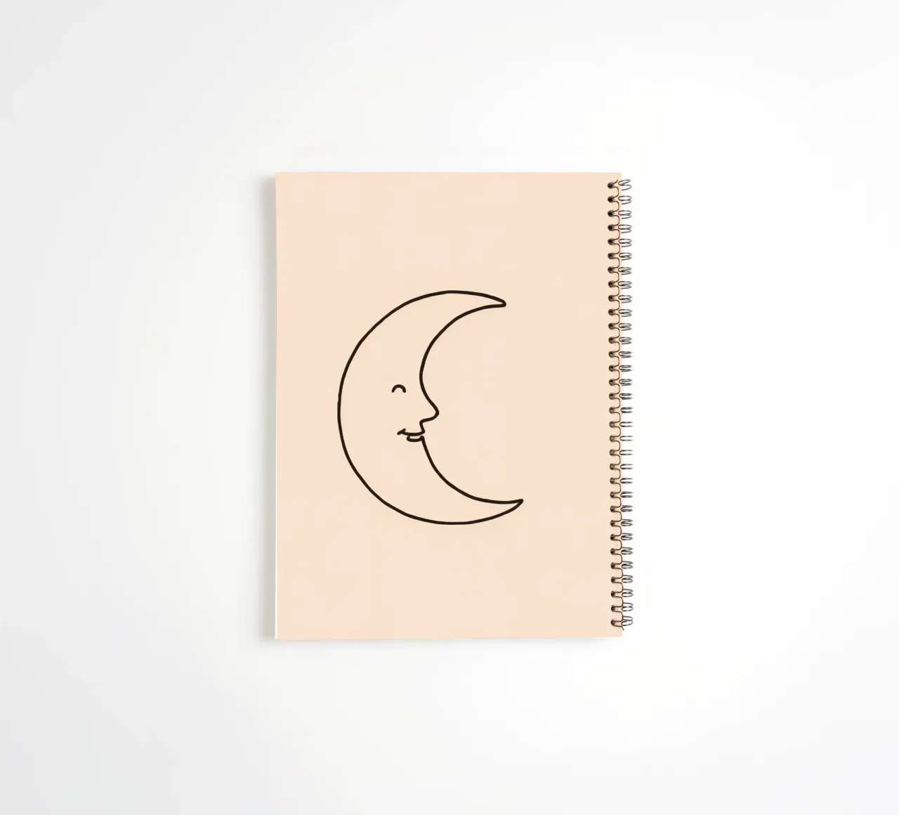 Crescent moon with a smiling face on a soft background spiral notebook by DesignDoodle