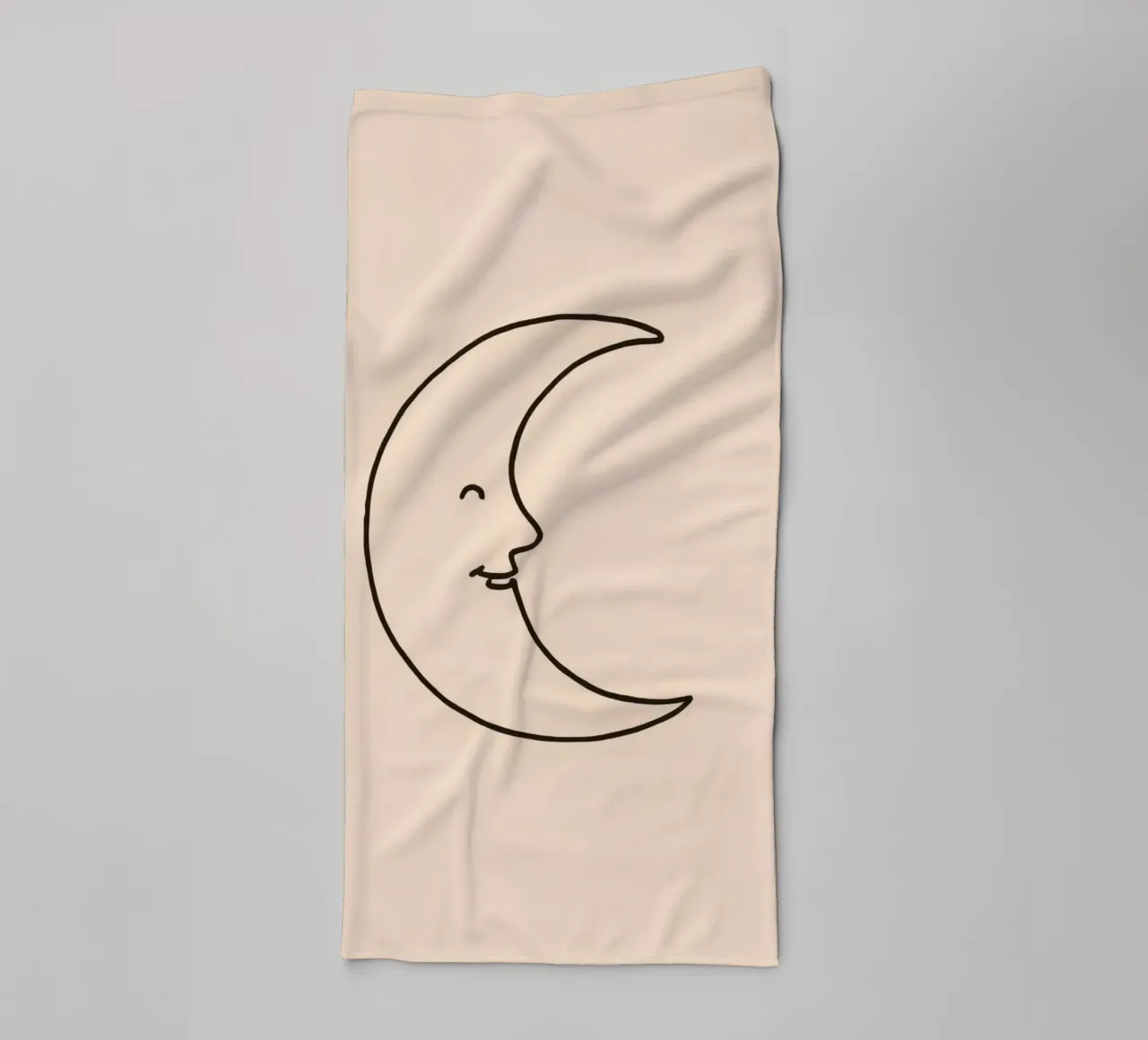 Crescent moon with a smiling face on a soft background towel by DesignDoodle