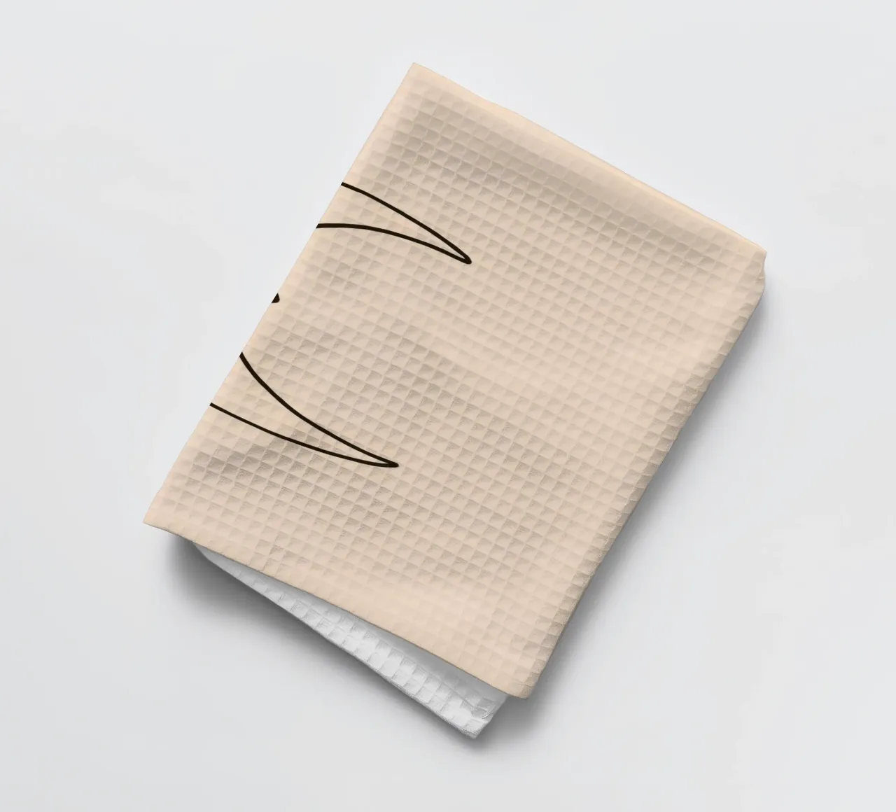 Crescent moon with a smiling face on a soft background tea towel by DesignDoodle