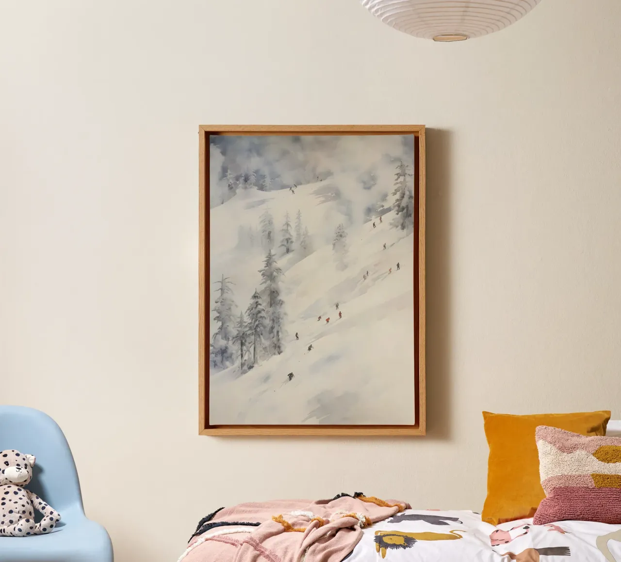 Dynamic Ski Slope - Misty Snowy Mountain Art canvas with Floater frame by ClubArt