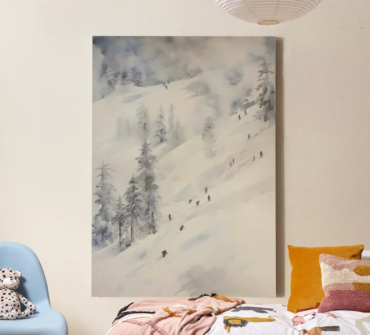 Dynamic Ski Slope - Misty Snowy Mountain Art canvas with Floater frame by ClubArt