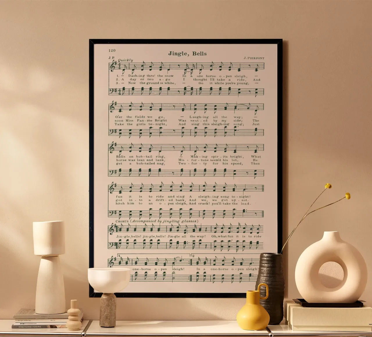 Spartito di Jingle Bells - Canti classici di Natale poster con telaio in plastica da ClubArt